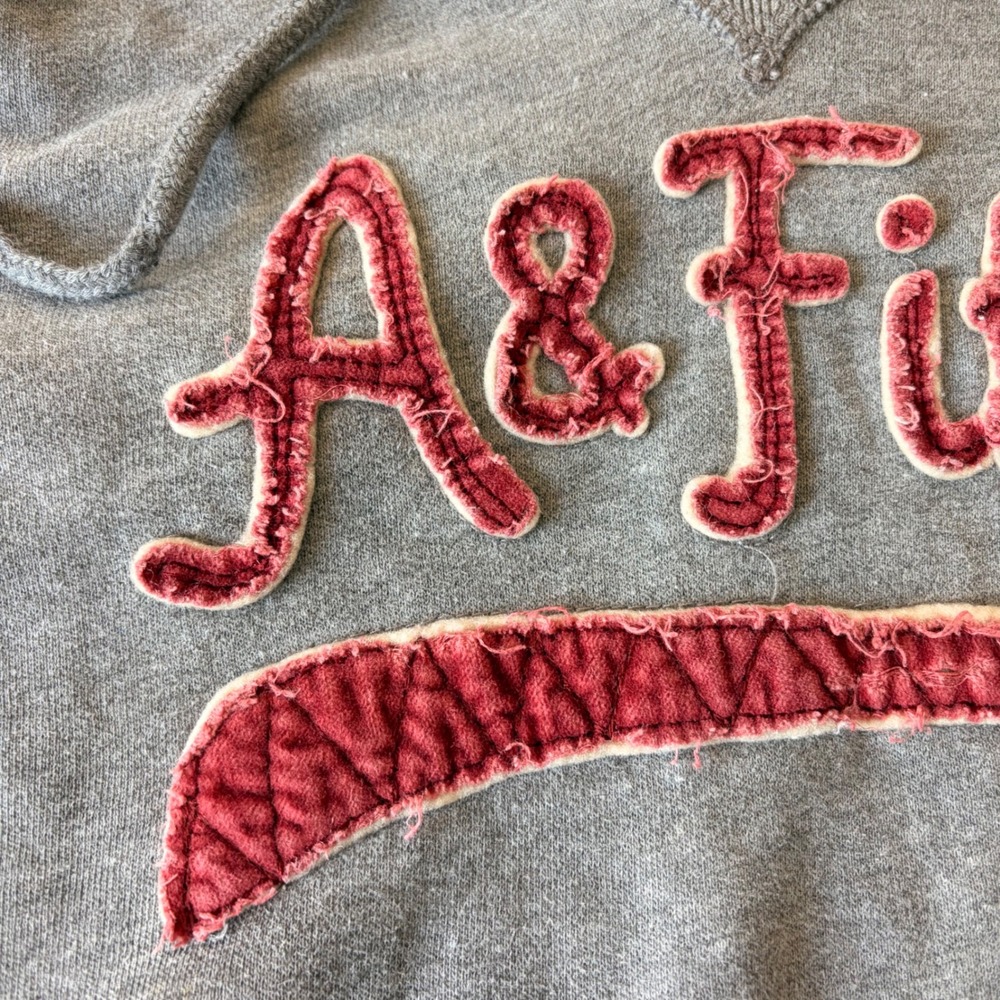 Velvet Script Vintage Womens Abercrombie & Fitch Waffle-Lined Hoodie Gray Y2K M - Picture 3 of 8